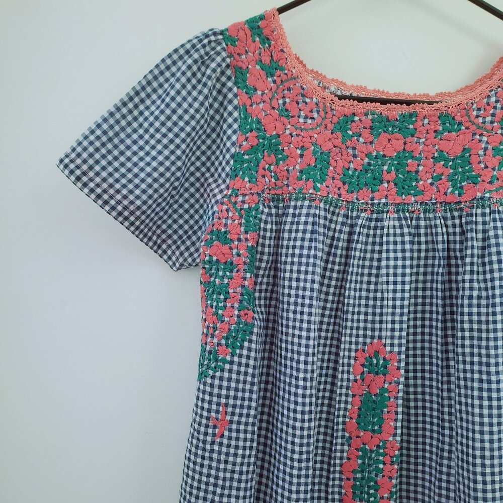 Mi Golondrina Liliana Dress Blue and Pink Size XS NWOT